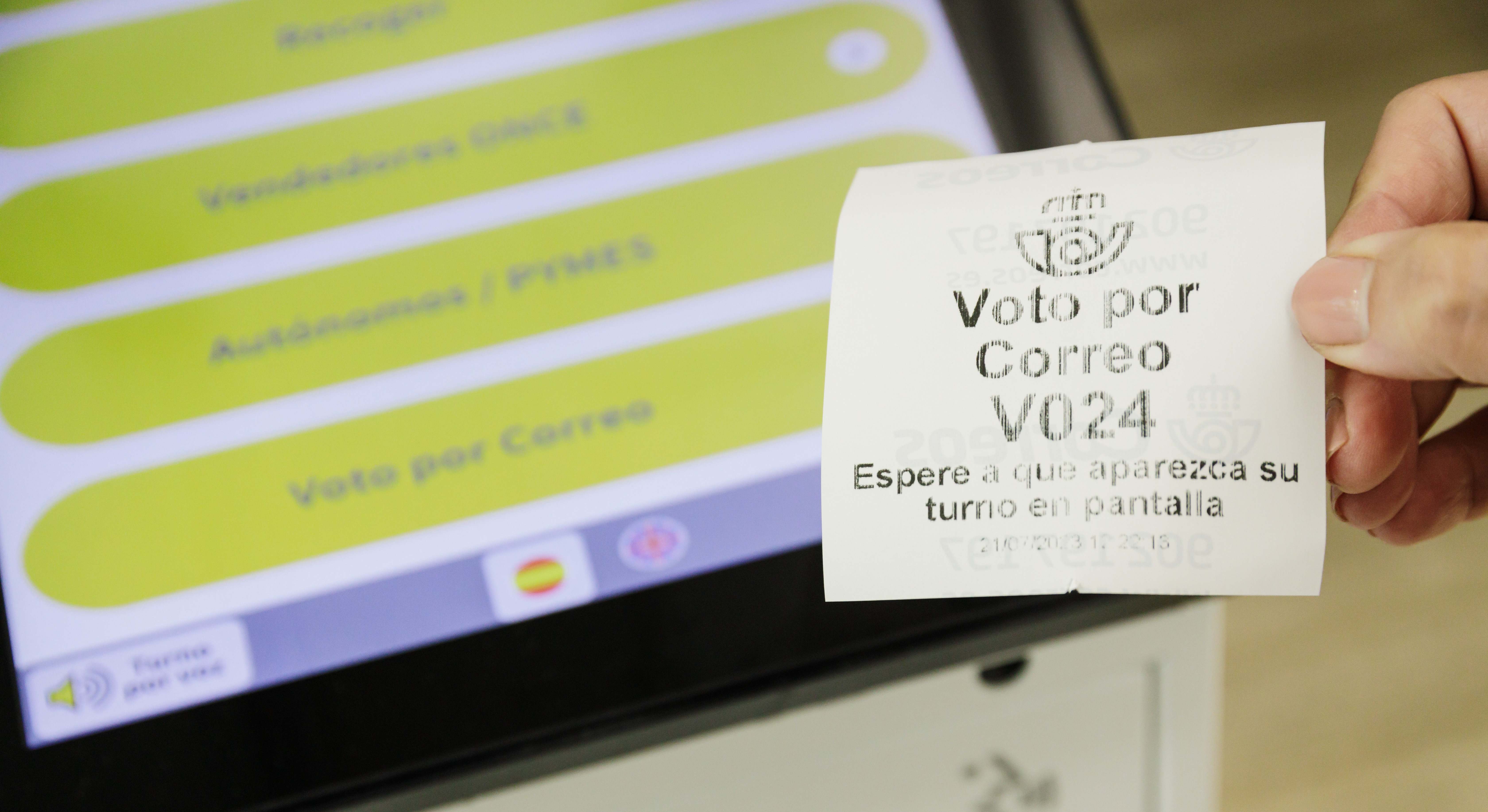 ticket de turno para votar por correo en Correos