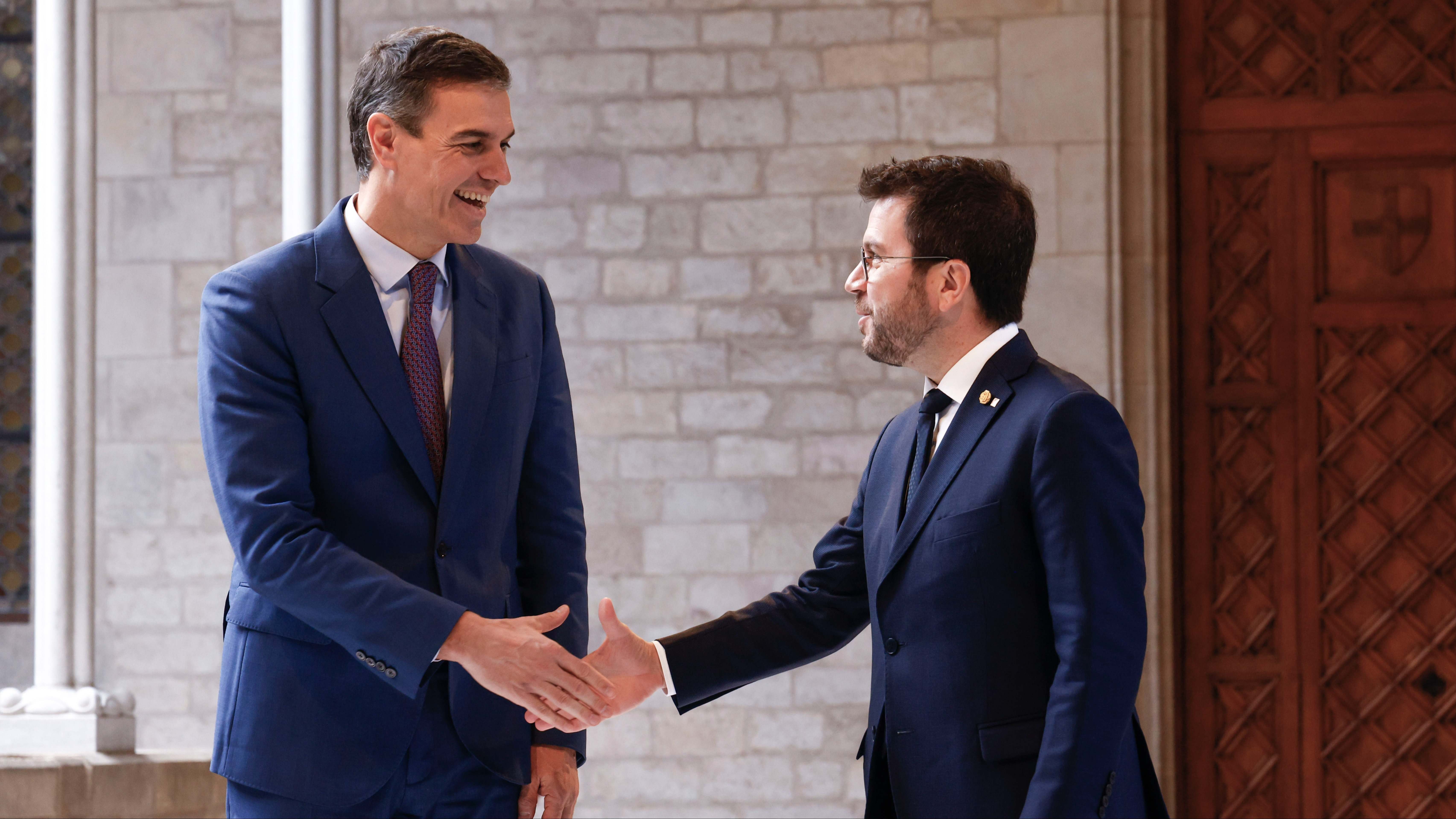 Pedro Sánchez y Pere Aragonès en la Generalitat