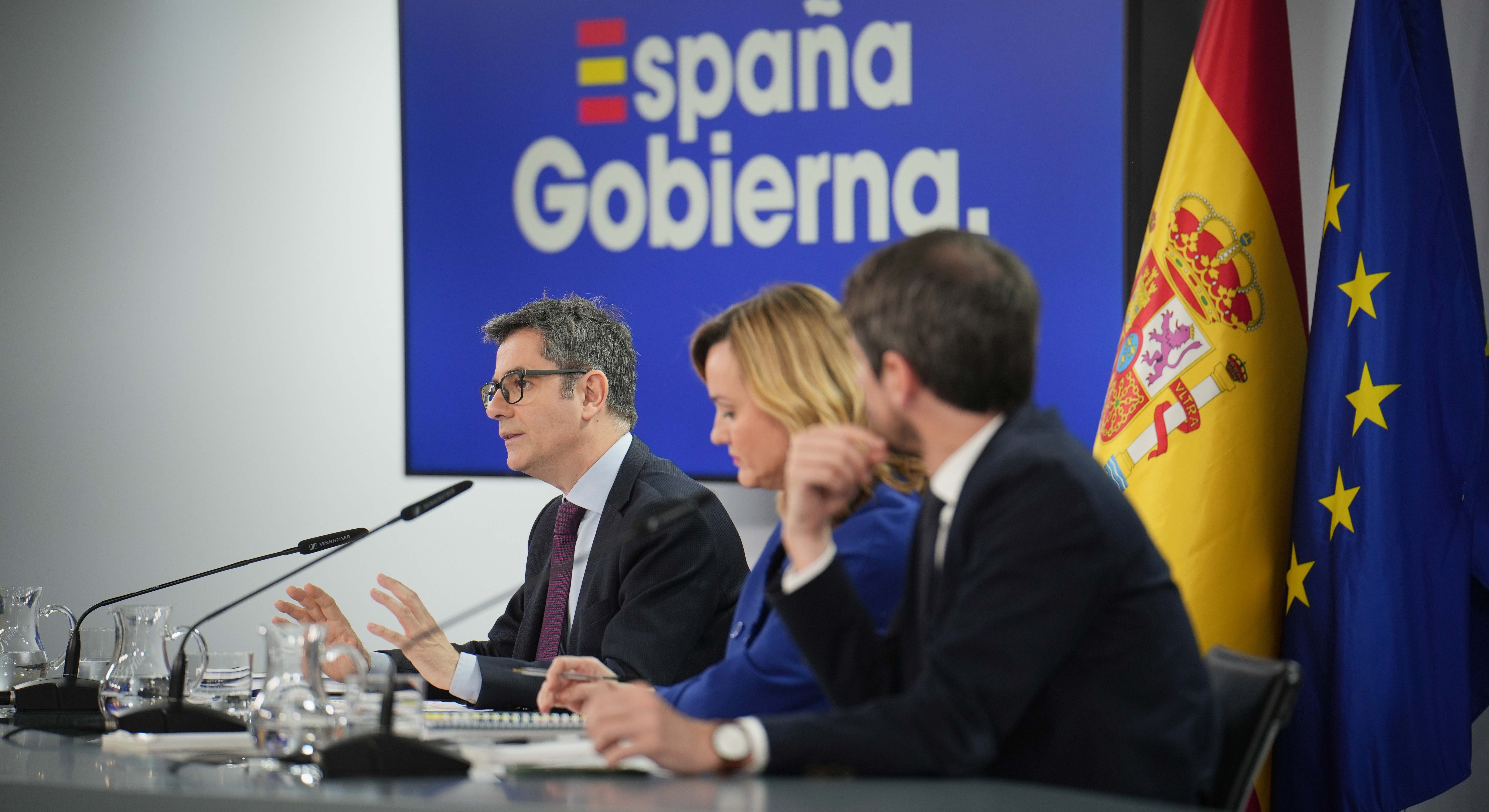 El ministro de la Presidencia, Justicia y Relaciones con las Cortes, Félix Bolaños, durante la rueda de prensa posterior al Consejo de Ministros.