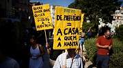 Manifestación internacional contra la gentrificación y la subida de los precios de la vivienda en Lisboa