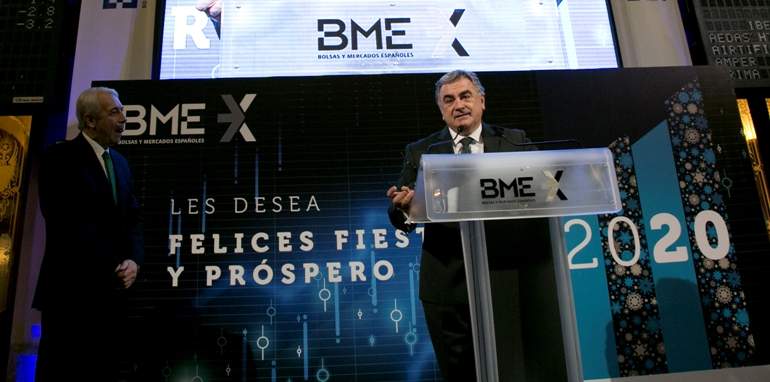BME Antonio Zoido presidente honorfico y Javier Hernani consejero delegado de BME en el Balance Anual del ao en la Bolsa de Madrid