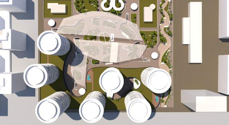 Vista area del proyecto de ADU para Mestalla EE