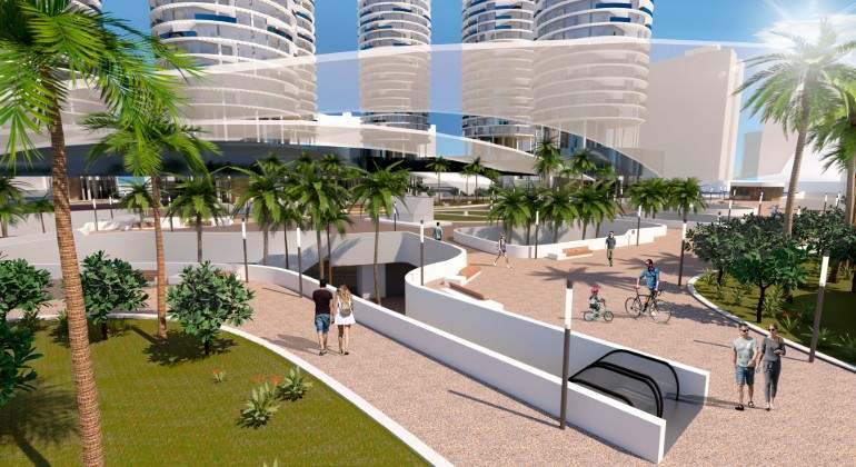 Recreacin del proyecto inmobiliario y comercial de Mestalla EE