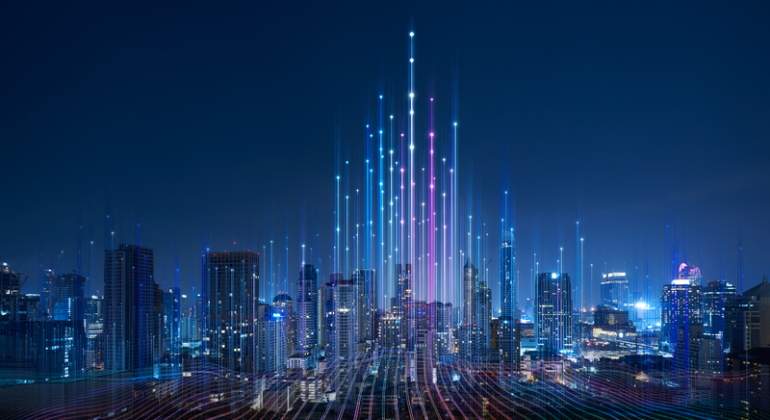 Concepto de smart city con lneas que simulan conexiones
