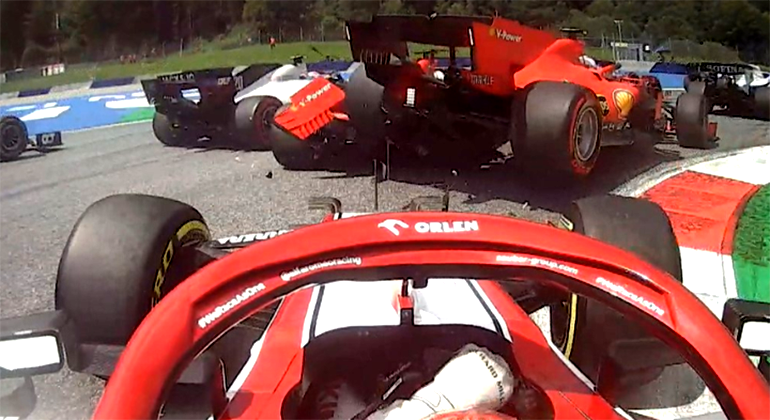 Accidente Leclerc Vettel