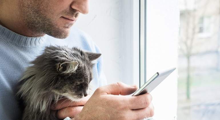 Hombre-mirando-el-movil-con-su-gato-iStock.jpg