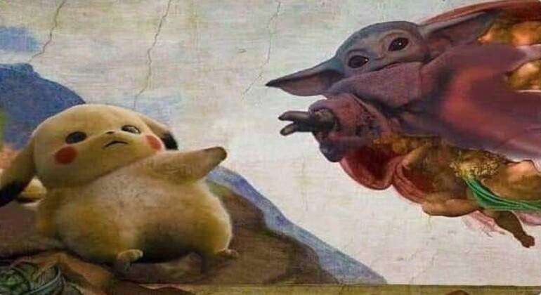 Pikachu y Baby Yoda juntos en un meme de Twitter