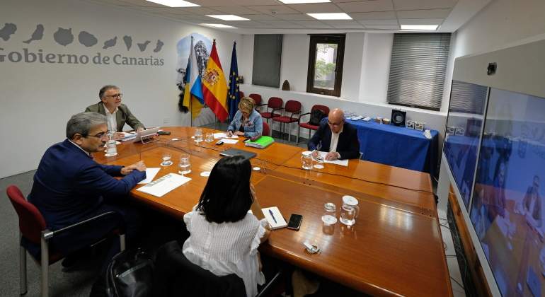 Reunin del Gobierno canario con videoconferencia