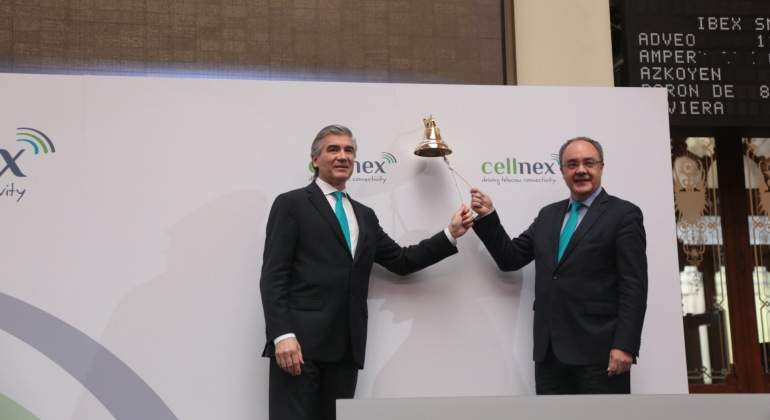 Francisco Reynes y Tobias Martinez en la salida a bolsa de Cellnex