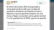 Vox llama a Rivera acojonado y sinvergüenza desde su Twitter oficial y le acusa de lamerle el culo a Macron