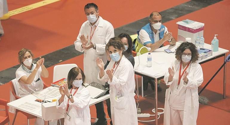 Trabajadores del hospital de campaa de Ifema