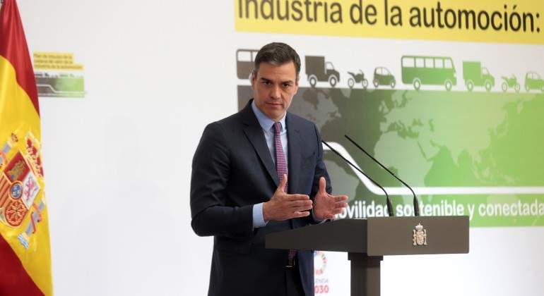 Pedro Snchez durante la presentacin del plan EE