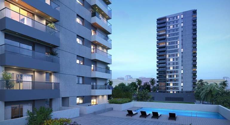 Proyeccin del edificio Blasco Ibez Garden I visto desde el II EE