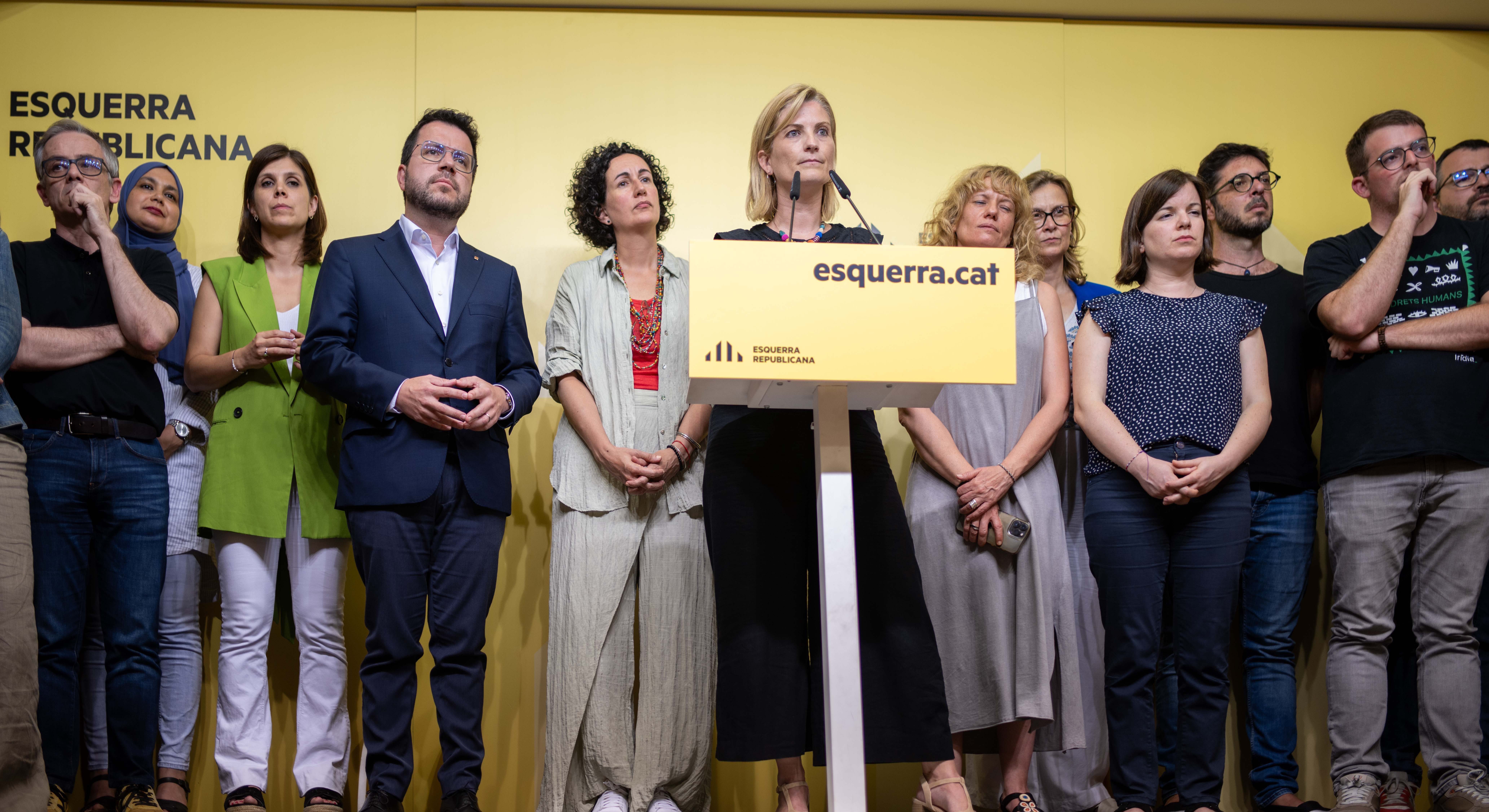 La portavoz de ERC, Raquel Sans, explica el acuerdo con el PSC. EP