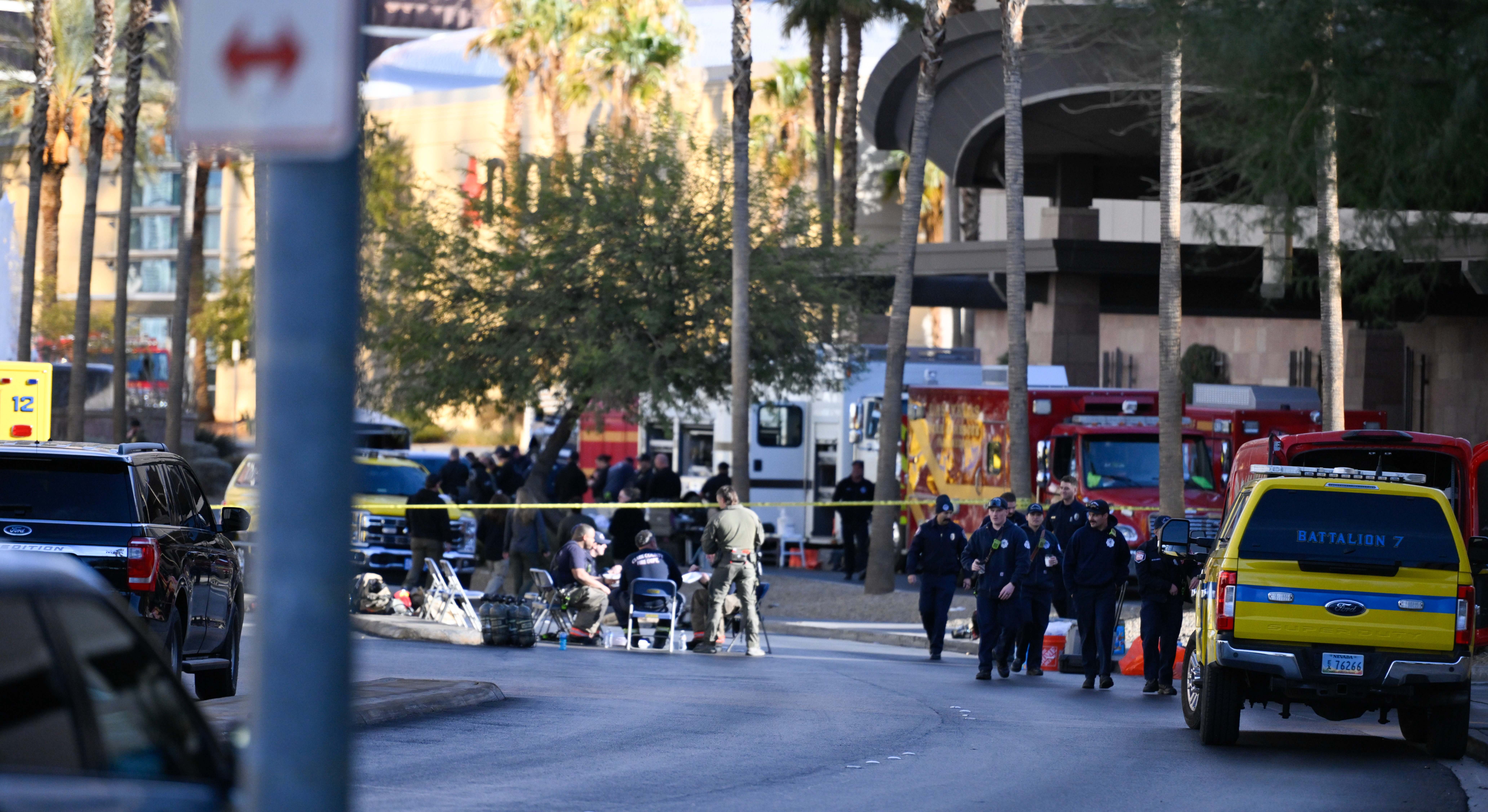 Imagen de archivo de explosión de una camioneta Tesla frente al hotel Trump International de Las Vegas.