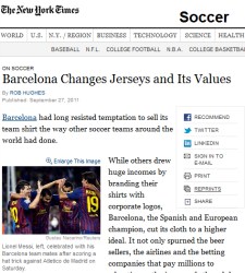 NYT, contra el patrocinio de Qatar Foundation: "El Barça cambia de camiseta y de valores"