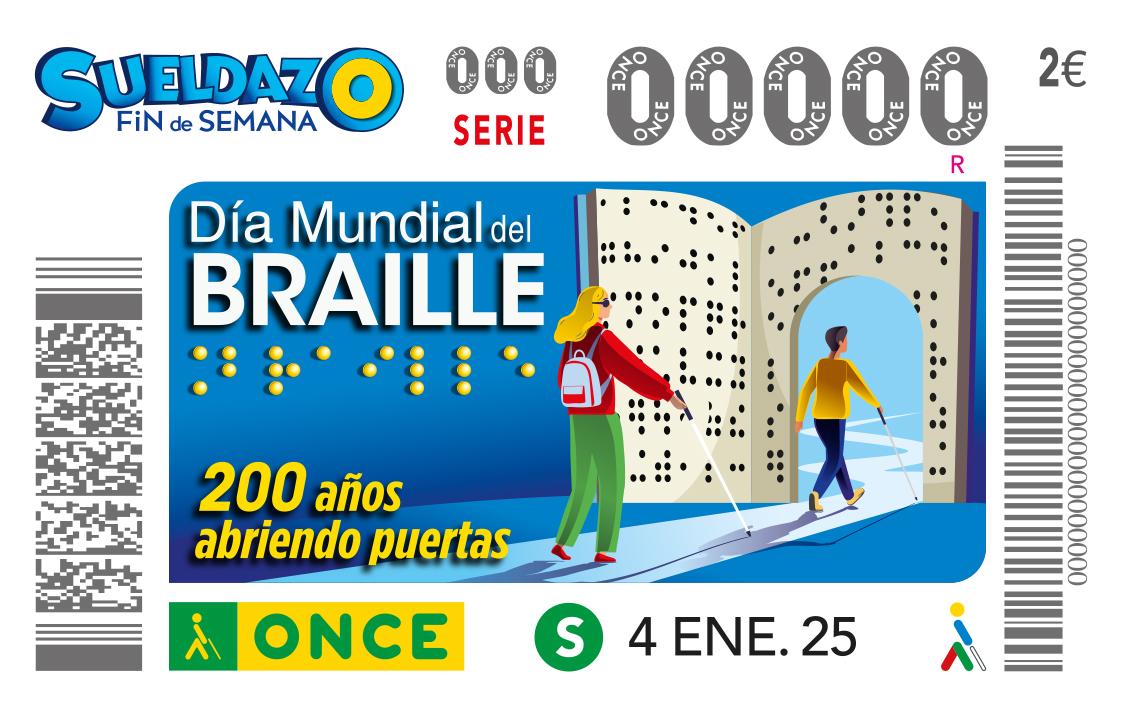 Imagen del cupón conmemorativo del Día Mundial del Braille | Foto del Grupo Social ONCE