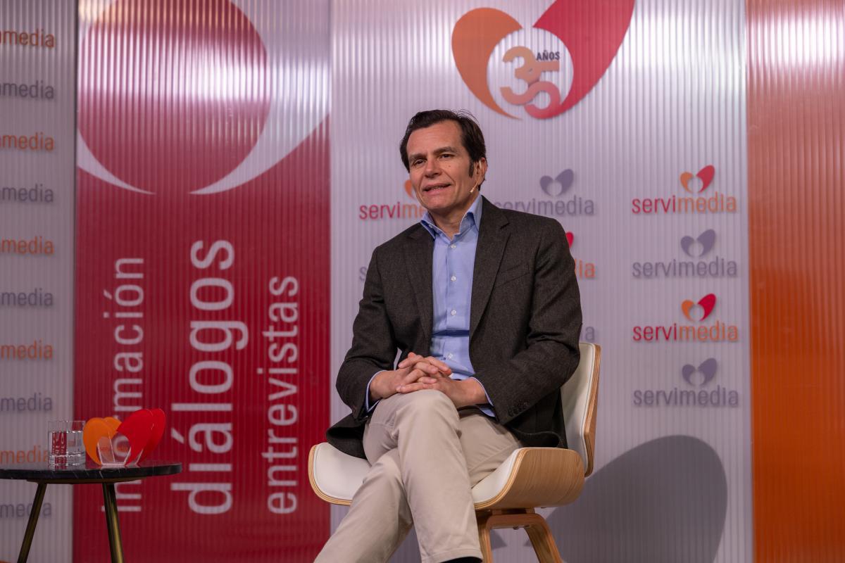 Iñaki Peralta, durante la entrevista en Servimedia | Foto de Servimedia