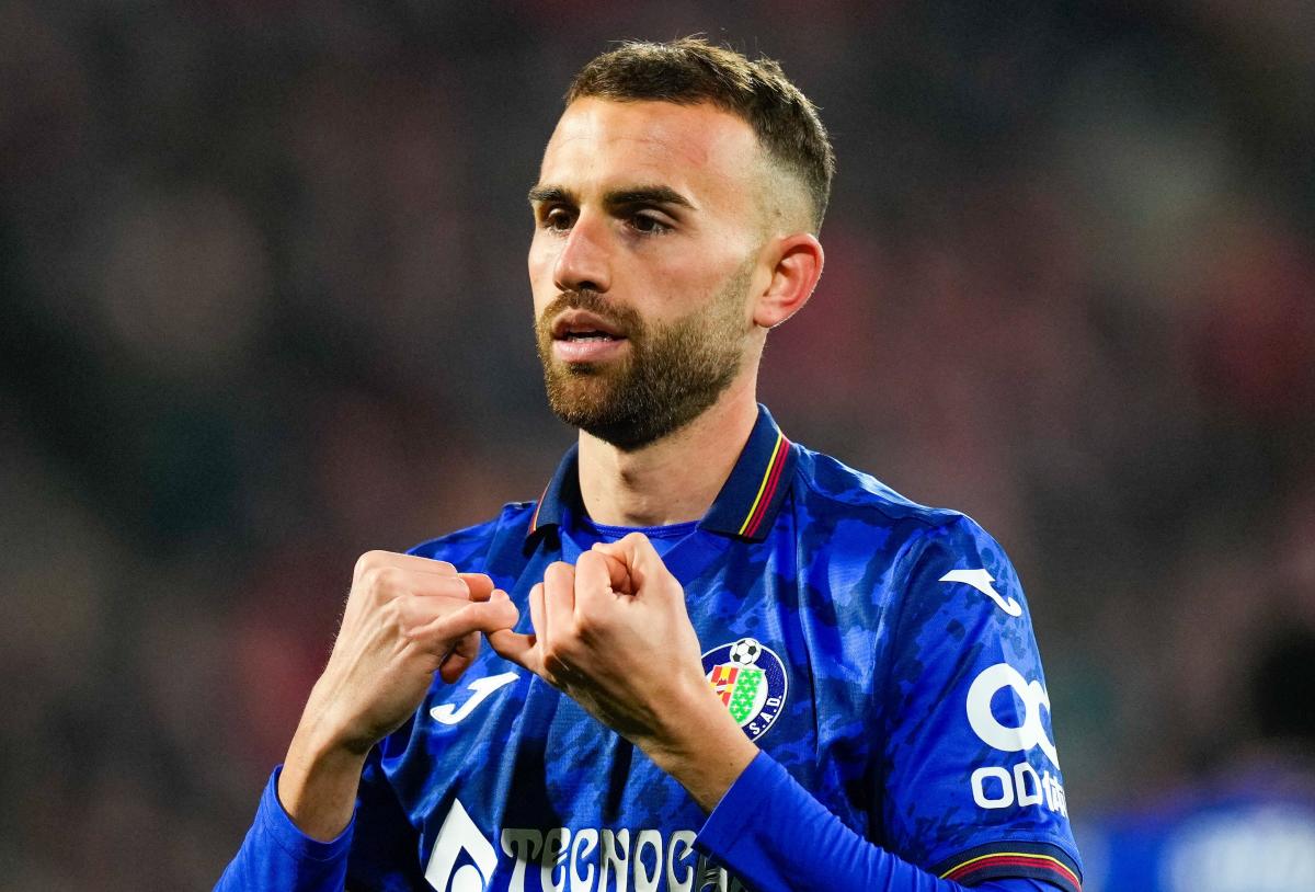 El delantero del Getafe Borja Mayoral, tras marcar un gol en el partido del viernes | Foto de LALIGA