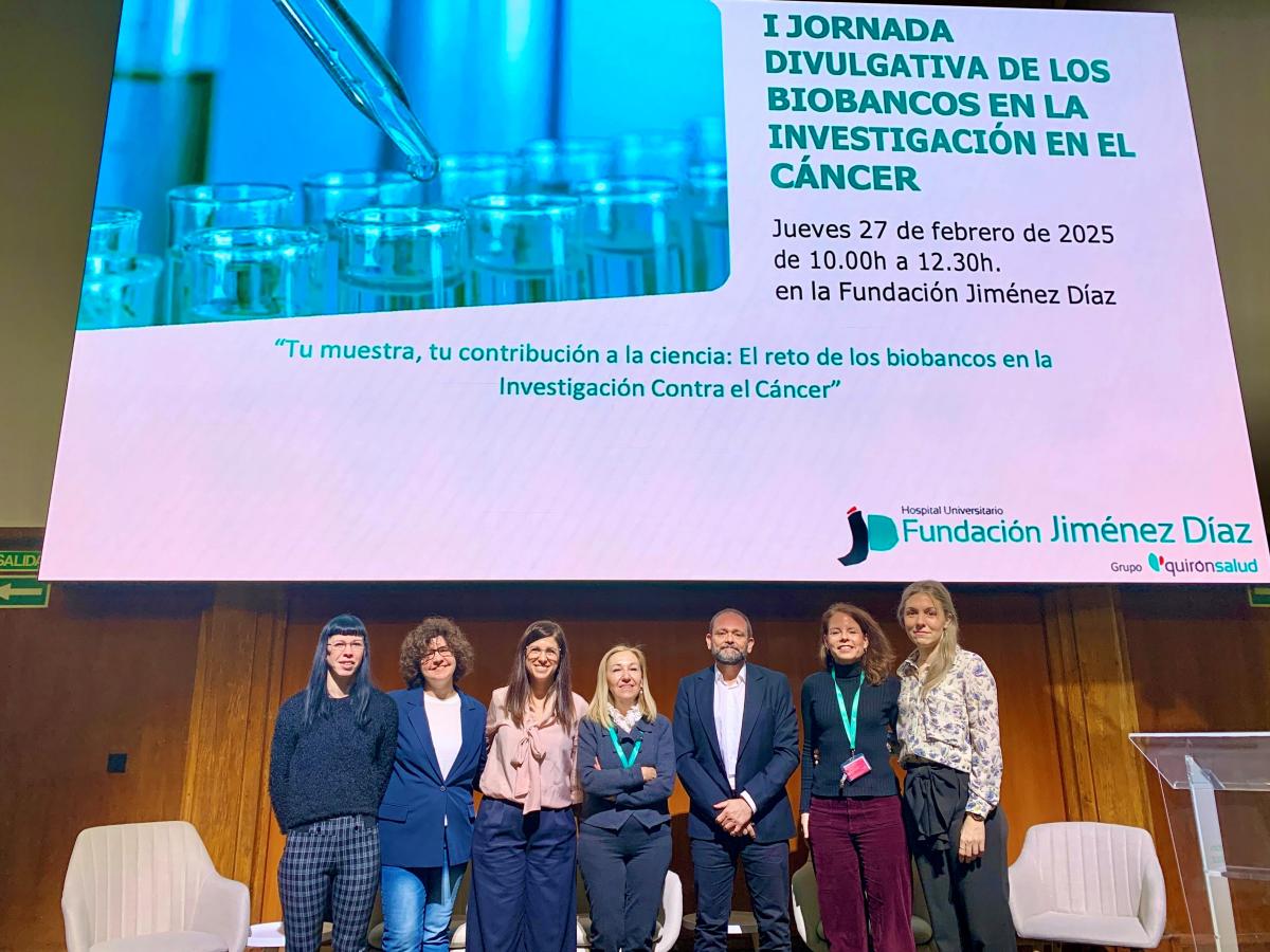 Organizadores y ponentes de la I Jornada Divulgativa de los Biobancos en la Investigación en el Cáncer de la FJD | Foto de la FJD