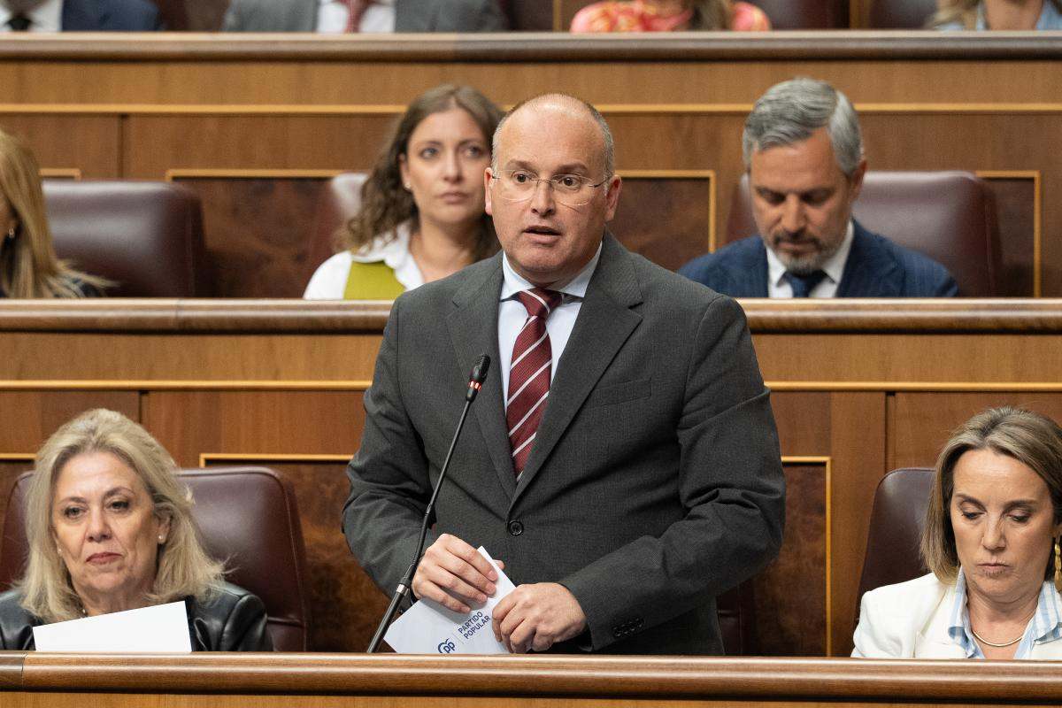 Miguel Tellado interviene en la sesión de control al Gobierno | Foto del PP